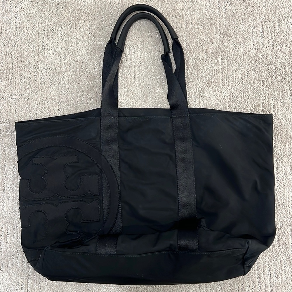 Black nylon Tory Burch tote